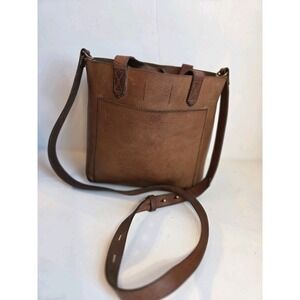 Vntg Madewell Small Mini Transport Crossbody Bag‎ Cognac Brown Leather Tote